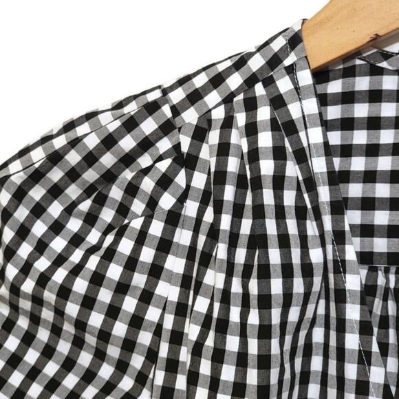 Madewell V Neck Short Sleeve Faux Wrap Front Tie Gingham Top Size XS - Picture 4 of 15